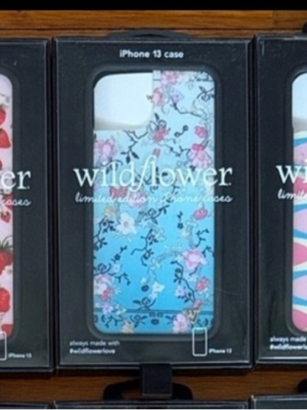 Wildflower Blue Floral iPhone 13 Case with Pink & White Blossoms